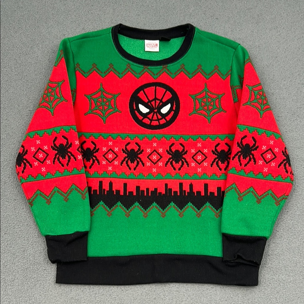 Spider-Man Holiday Sweater | Festive Marvel Christmas Pullover | Size Large